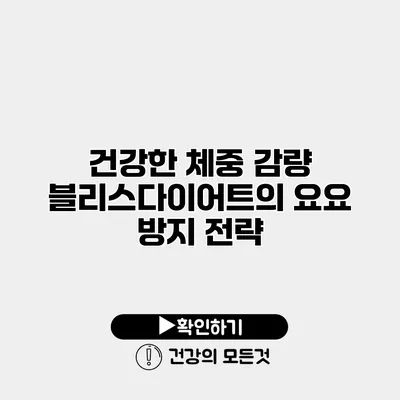 건강한 체중 감량 블리스다이어트의 요요 방지 전략