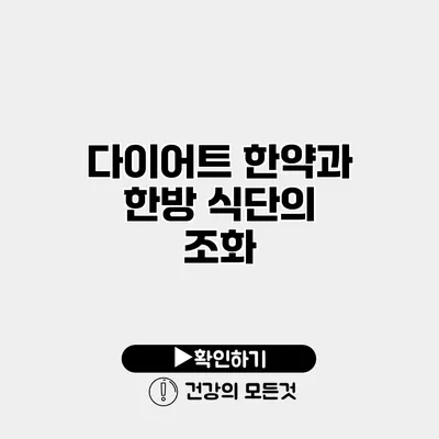 다이어트 한약과 한방 식단의 조화