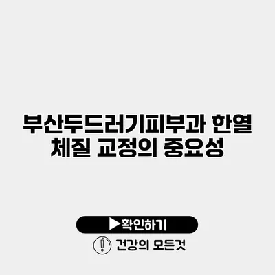 부산두드러기피부과 한열 체질 교정의 중요성
