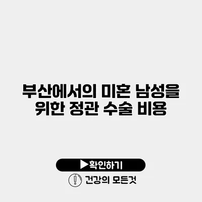 부산에서의 미혼 남성을 위한 정관 수술 비용