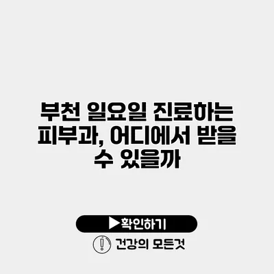 부천 일요일 진료하는 피부과, 어디에서 받을 수 있을까?
