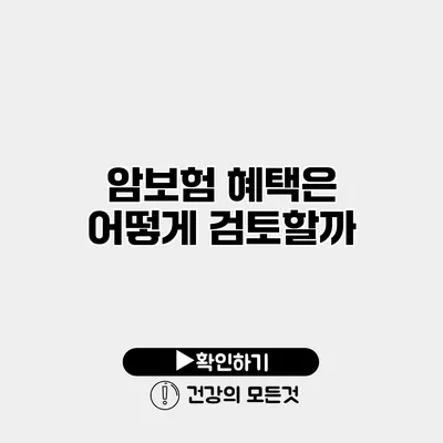 암보험 혜택은 어떻게 검토할까?