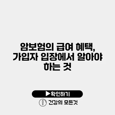 암보험의 급여 혜택, 가입자 입장에서 알아야 하는 것