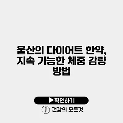 울산의 다이어트 한약, 지속 가능한 체중 감량 방법