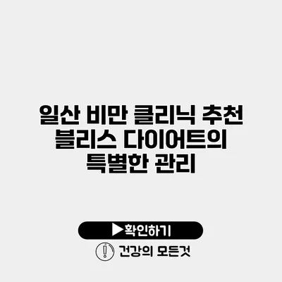 일산 비만 클리닉 추천 블리스 다이어트의 특별한 관리