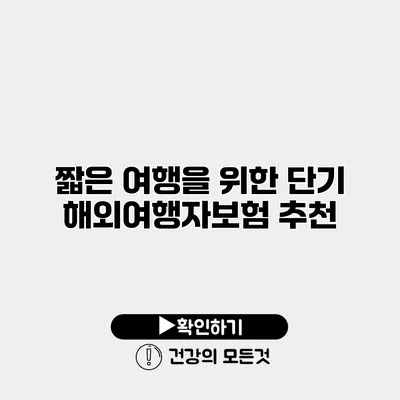 짧은 여행을 위한 단기 해외여행자보험 추천