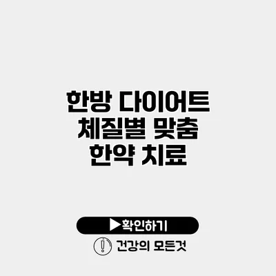 한방 다이어트 체질별 맞춤 한약 치료