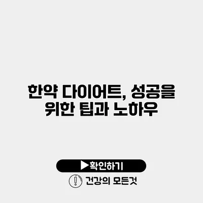 한약 다이어트, 성공을 위한 팁과 노하우