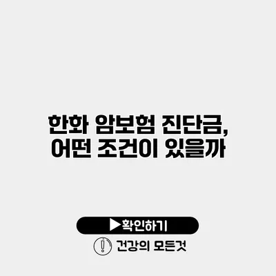 한화 암보험 진단금, 어떤 조건이 있을까?