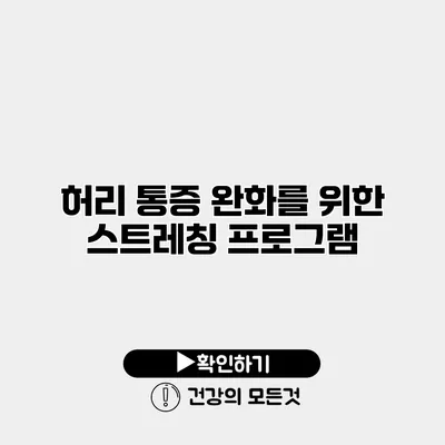 허리 통증 완화를 위한 스트레칭 프로그램