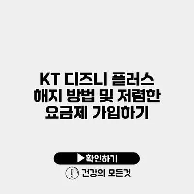 KT 디즈니 플러스 해지 방법 및 저렴한 요금제 가입하기