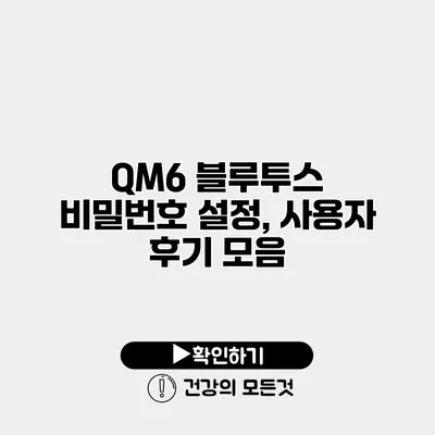 QM6 블루투스 비밀번호 설정, 사용자 후기 모음