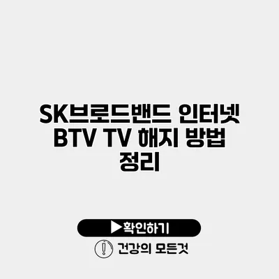 SK브로드밴드 인터넷 BTV TV 해지 방법 정리