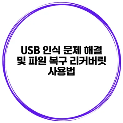 USB 인식 문제 해결 및 파일 복구 리커버릿 사용법