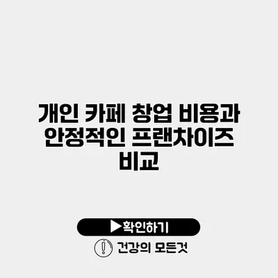 개인 카페 창업 비용과 안정적인 프랜차이즈 비교