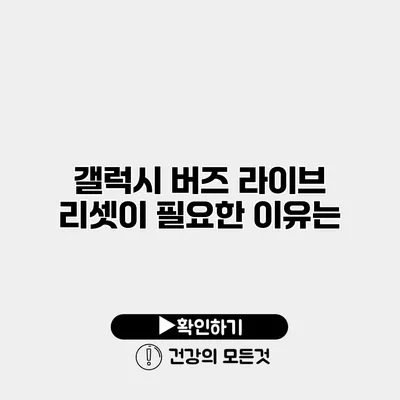 갤럭시 버즈 라이브 리셋이 필요한 이유는?