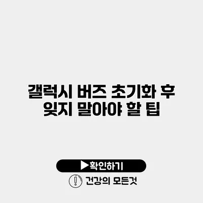 갤럭시 버즈 초기화 후 잊지 말아야 할 팁