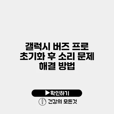 갤럭시 버즈 프로 초기화 후 소리 문제 해결 방법