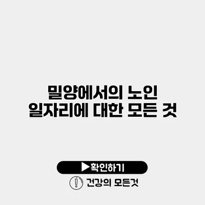 밀양에서의 노인 일자리에 대한 모든 것
