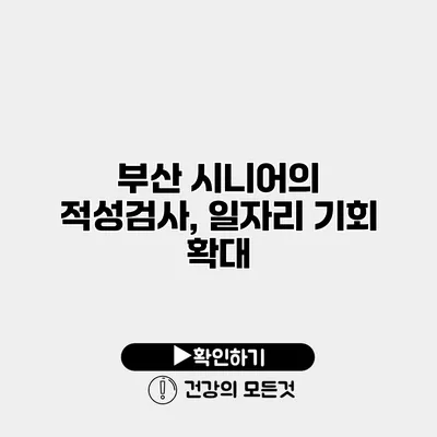 부산 시니어의 적성검사, 일자리 기회 확대