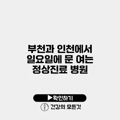 부천과 인천에서 일요일에 문 여는 정상진료 병원