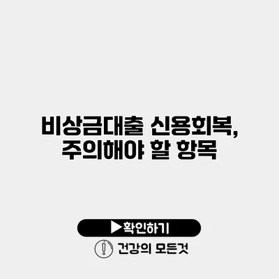 비상금대출 신용회복, 주의해야 할 항목