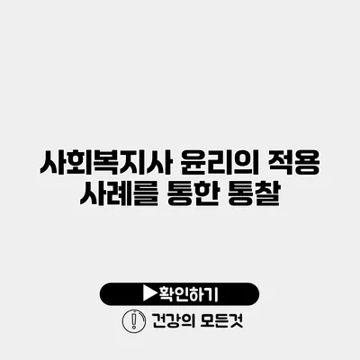 사회복지사 윤리의 적용 사례를 통한 통찰