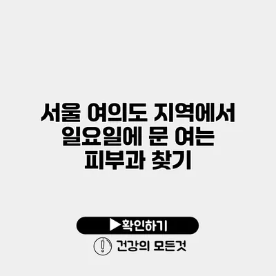 서울 여의도 지역에서 일요일에 문 여는 피부과 찾기