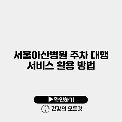 서울아산병원 주차 대행 서비스 활용 방법