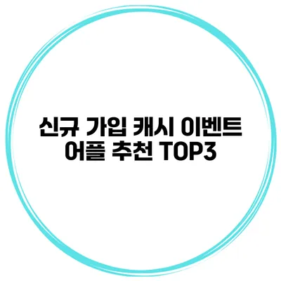 신규 가입 캐시 이벤트 어플 추천 TOP3