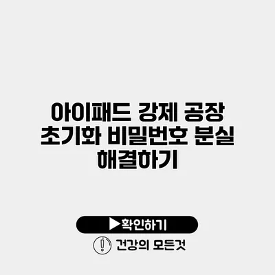 아이패드 강제 공장 초기화 비밀번호 분실 해결하기