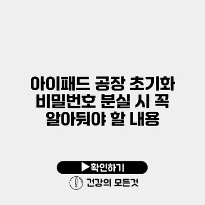 아이패드 공장 초기화 비밀번호 분실 시 꼭 알아둬야 할 내용