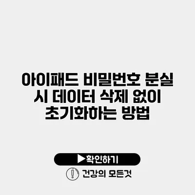 아이패드 비밀번호 분실 시 데이터 삭제 없이 초기화하는 방법