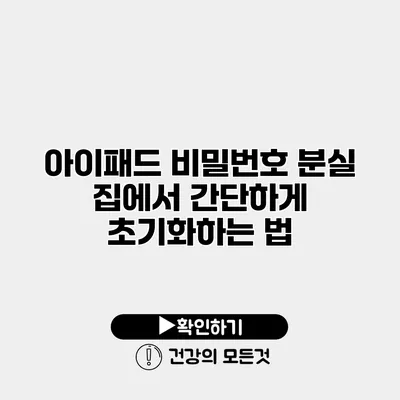 아이패드 비밀번호 분실 집에서 간단하게 초기화하는 법