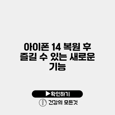 아이폰 14 복원 후 즐길 수 있는 새로운 기능