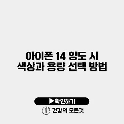 아이폰 14 양도 시 색상과 용량 선택 방법