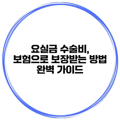 요실금 수술비, 보험으로 보장받는 방법 완벽 가이드