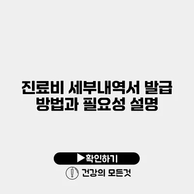 진료비 세부내역서 발급 방법과 필요성 설명
