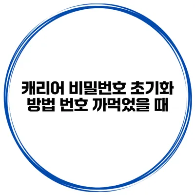 캐리어 비밀번호 초기화 방법 번호 까먹었을 때