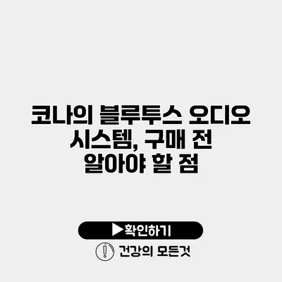 코나의 블루투스 오디오 시스템, 구매 전 알아야 할 점