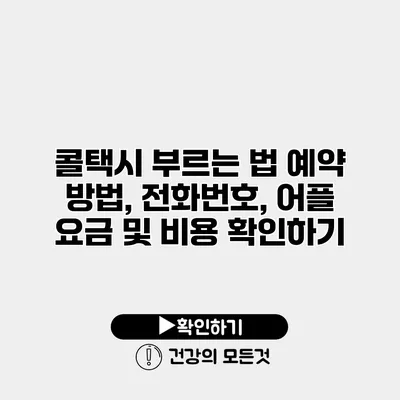 콜택시 부르는 법 예약 방법, 전화번호, 어플 요금 및 비용 확인하기