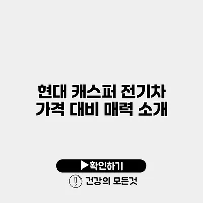 현대 캐스퍼 전기차 가격 대비 매력 소개
